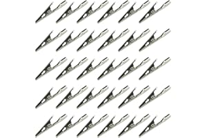 Wobe 100 Pcs Electric Non Insulated Testing Crocodile Alligator Clips Clamps Silver 50 x 10 x 5mm Alligator Clips for Testing