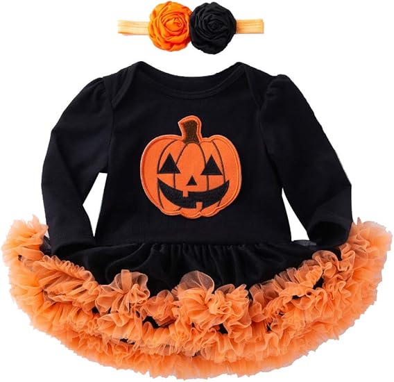 Amazon Co Jp ハロウィン 仮装 子供 女の子 かぼちゃ ワンピース カチューシャ 二点セット 赤ちゃん 可愛い 幼児服 キッズ パーティー おもしろ コスチューム スカート ドレス グッズ ベビー服 子供服 イベント 服 ファッション小物