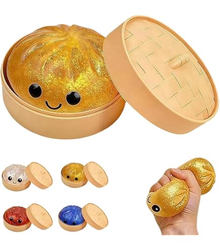 Dumpling Squishy Box – Bola De Masa Con Purpurina, Juguete Anti-Estrés De TPR Ultrasuave, Regalo Original Para Aliviar La Ansiedad