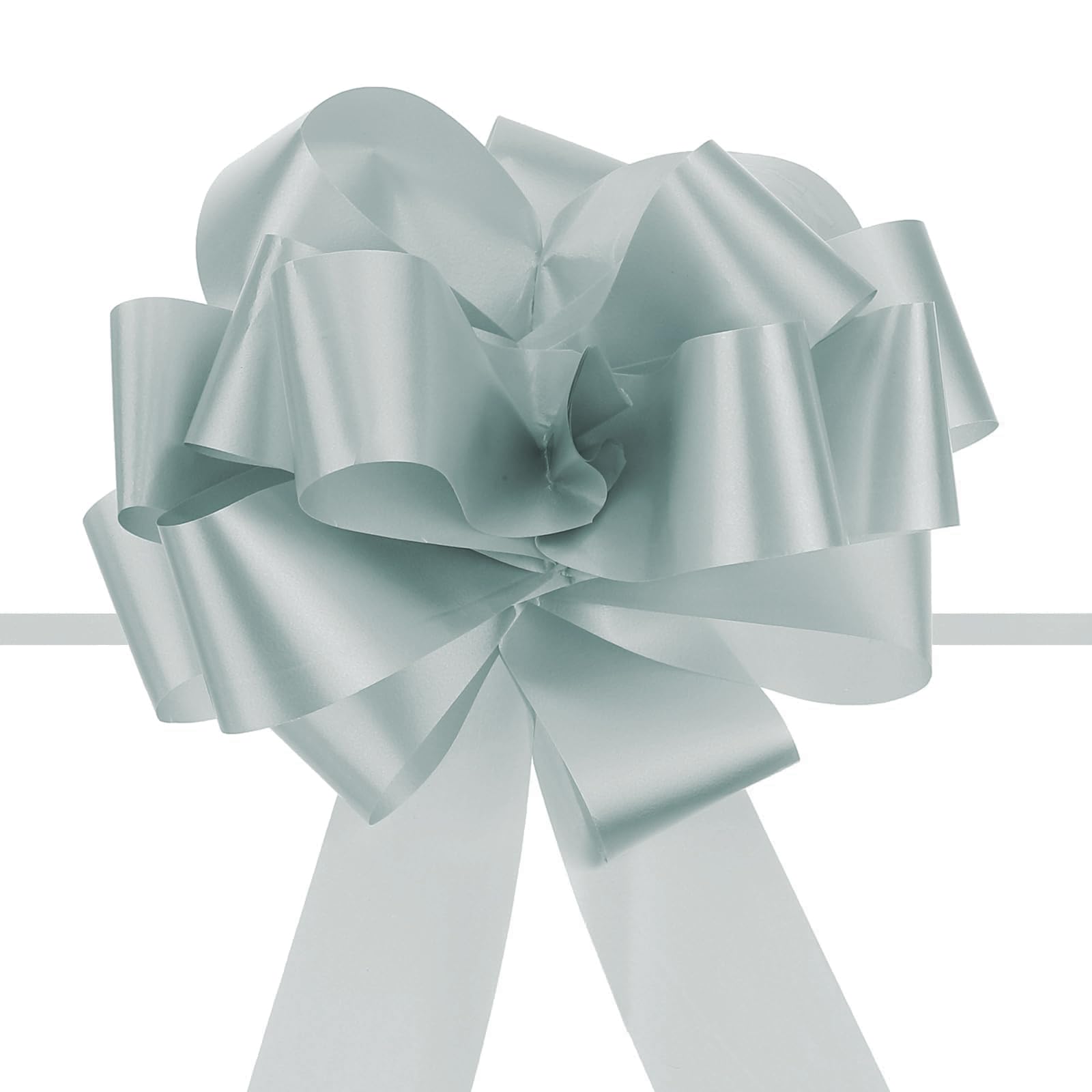Unifizz 20pcs 5 Inch Silver Pull Bow Big Gift Bows Solid Color Plastic Flower for Wedding Car Baskets Presents Christmas Party Decoration