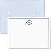 Fairmont & Grove Chic Interlocking 2 Letter Monogram Note Card and Envelope Stationery Set, Classic Monogrammed Personalized Stationary in Choice of Set Size and Colors (Monogram with Double Border)