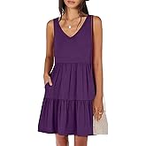 ANRABESS Womens Summer Casual Tank Dress Sleeveless V Neck T Shirt Sundress Flowy Tiered Swing Mini Beach Vacation Dresses