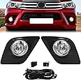AFOGGEST Fog Light For Toyota Hilux Revo 2015 2016 2017 Front Bumper Driving Fog Lamps Assembly Halogen Bulb With Bezel+Wiring Harness