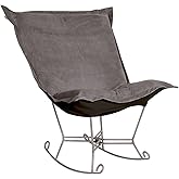 Howard Elliott Collection Scroll Puff Rocker Seating Chair with Cover, Multipurpose Butterfly Seating Chair with Titanium Fra