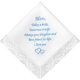 PACGOTH Wedding Handkerchiefs Something Blue for Bride, Mother Of The Bride Gifts Embroidered Lace Keepsake Bridal Hankies
