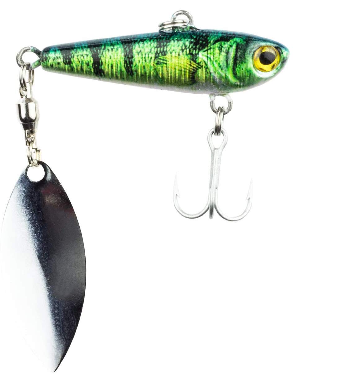 FISHN REALSPINNY spinner bait, jig, weight: 20g, size: 5cm, spinner blade: 3,8cm, artificial bait, for spin fishing for predatory fish such as pike, perch, trout, pike-perch (008 Perch)