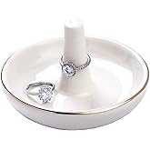 Wedding Ring Holder, Engagement Jewelry Dish With Stand, Ceramic Holder for Rings Earrings Necklace, Gift for Women, Birthday Mothers Day