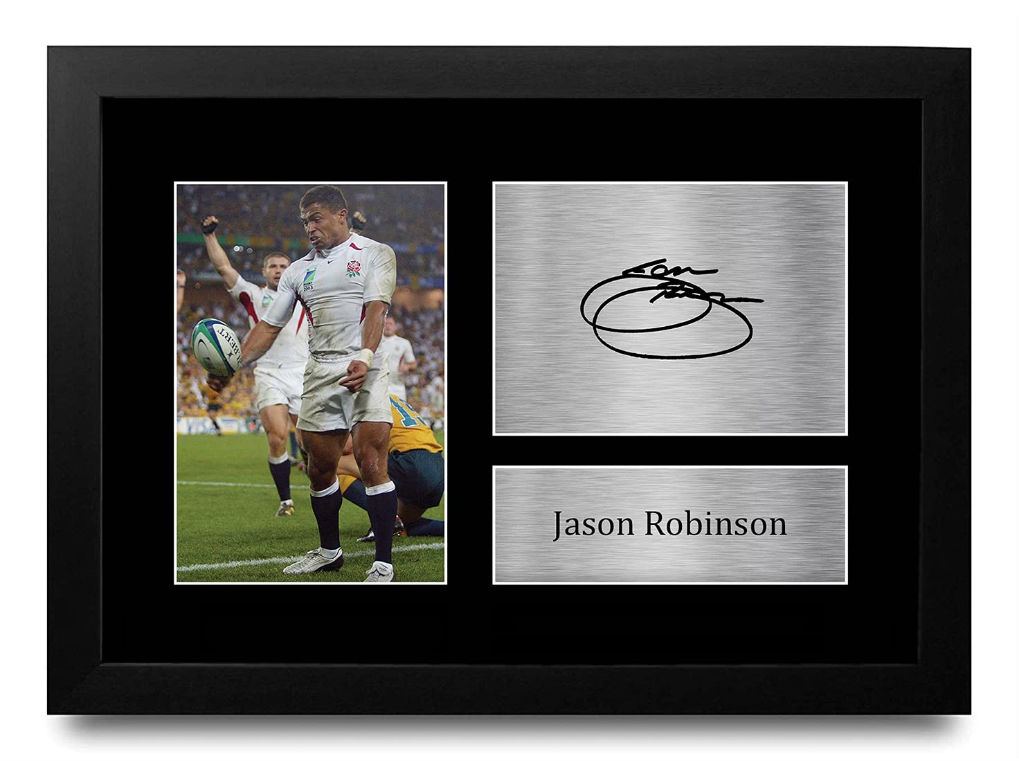 HWC Trading FR Jason Robinson England Gifts Printed Signed Autograph Picture for Rugby Union Fans - A4 Framed