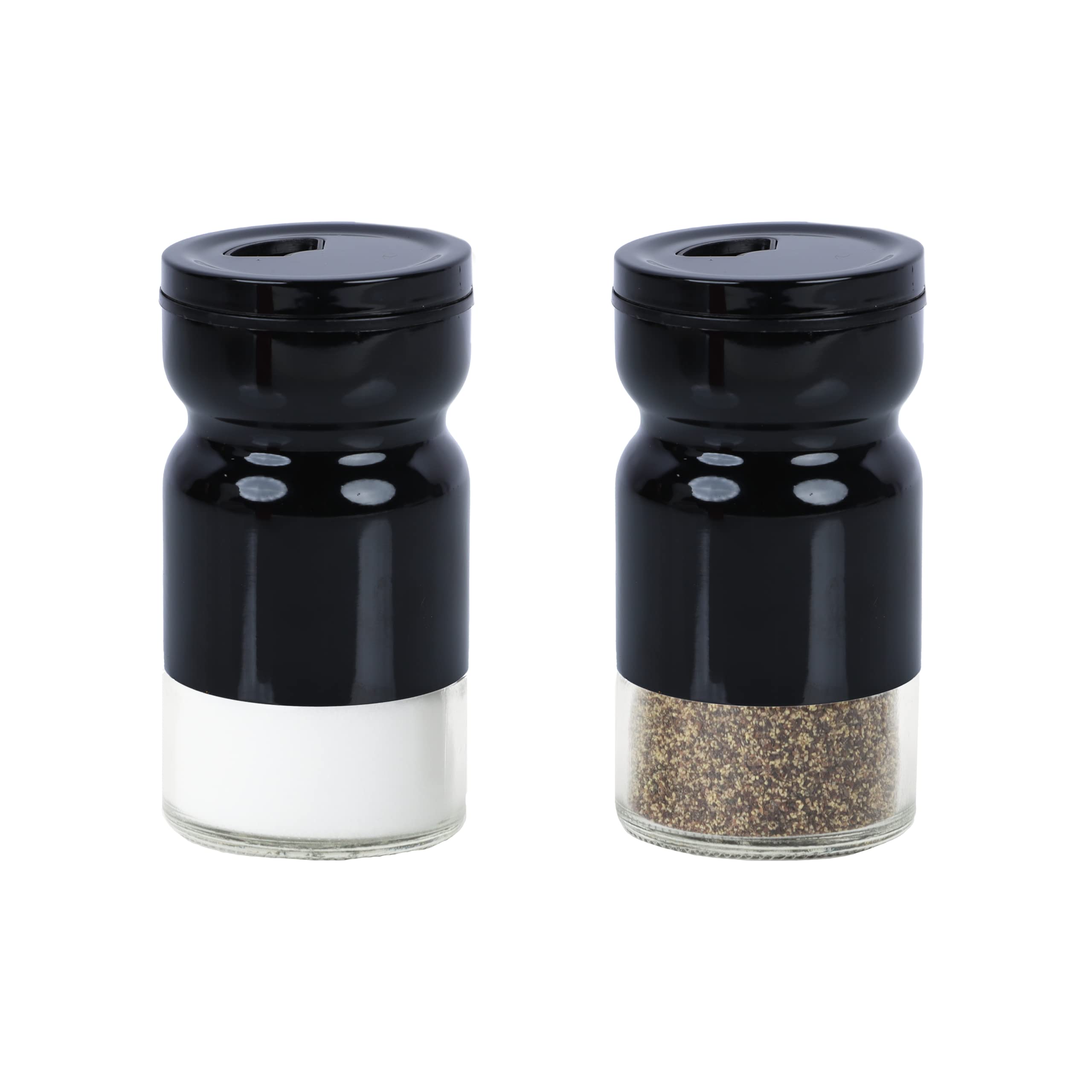 Servette Home Glass & Metal Salt and Pepper Shakers - Set of 2 Black