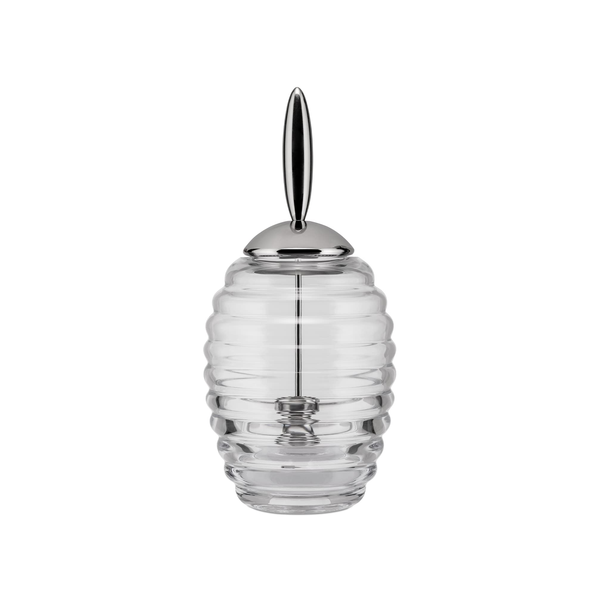 Alessi | Honey Pot TW01 - Design Honey Dispenser with Dipper, Glass and Stainless Steel, White