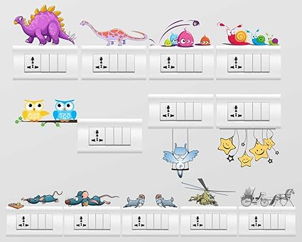 Rawpockets New Combo No.60 Switch Board Sticker Set (PVC Vinyl, 12 cm x 12cm, Set of 12)