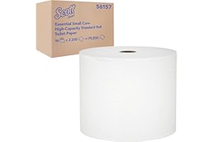 Scott Essential Small Core High-Capacity Standard Roll Bulk Toilet Paper (56157), 1-Ply, White (2,200 Sheets/Roll, 36 Rolls/C