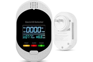 HUIDEONNE Plug in Carbon Monoxide Detector Combustible Gases Detectors,4-in-1 Co & Natural Gas Alarm Detectors with Temperature and Humidity Display,Clear LCD Screen Sound Light Dual Alarm for Home Travel RV