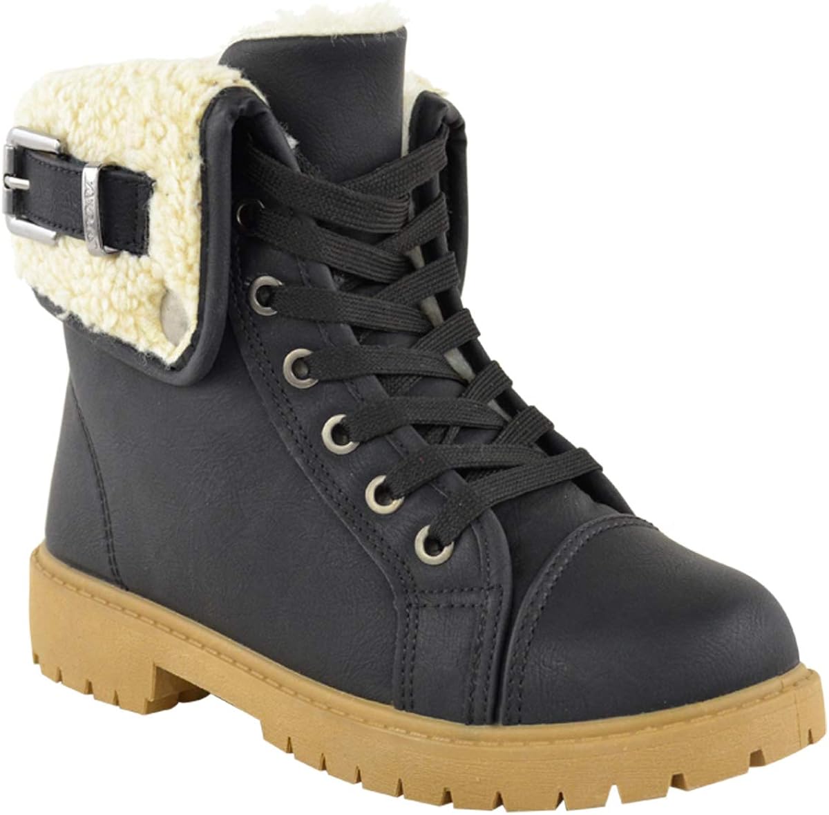 flat ankle boots fur cuff