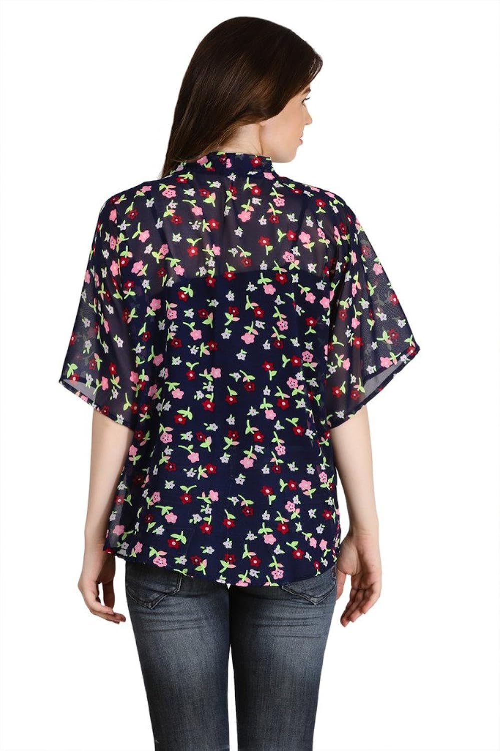 modish vogue women's printed blue floral shrug