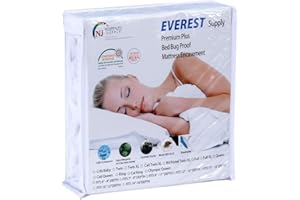 EVEREST SUPPLY Premium Mattress Encasement Waterproof Zippered Protector 6 Sided Cover Machine Washable Olympic Queen 66 by 80 inches Fits 9-12 inch Depth