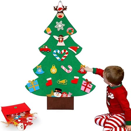 Albero Di Natale A Parete Amazon.Albero Di Natale Feltro Con Glitter Ornamenti Liberamente Incolla Muro Appeso Alberi Di Natale Bambini Tollder Felt Capodanno Amazon It Casa E Cucina