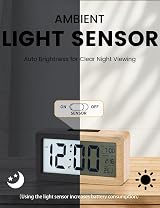 aboveClock Digital Alarm Clock Wooden Bedside Clock with Temperature view 6