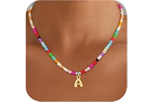 Maxcate Bubble Colorful Initial Necklaces for Women Girls Kids - Teen Girls Gifts Trendy Bubble Beaded Initial Necklace Cute Letter Birthday Gifts Choker Necklace for Women Girl Kids Jewelry