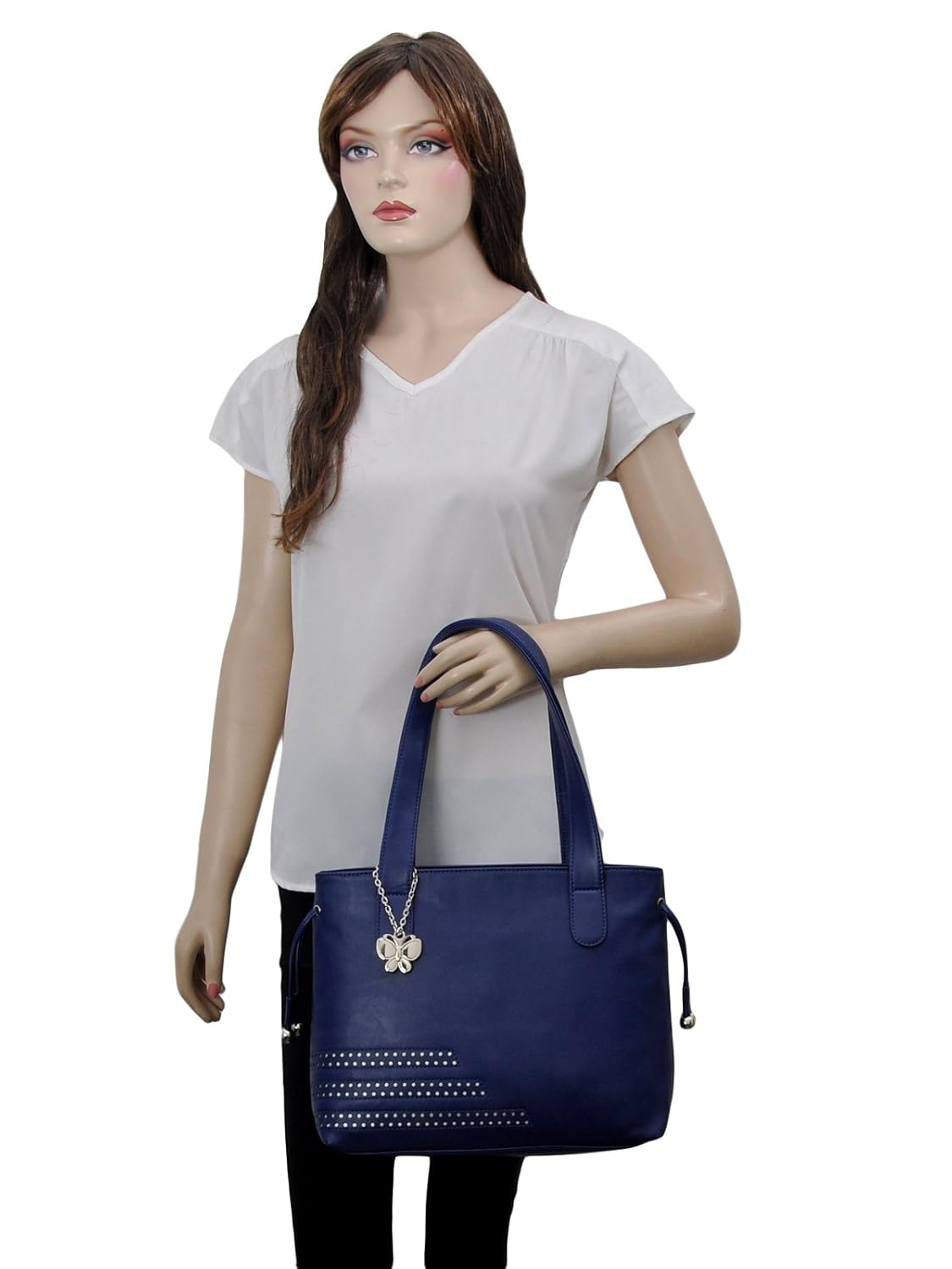 butterflies women's handbag (blue) (bns 0608bl)