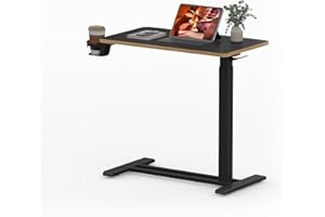 FitStand Medical Overbed Adjustable Bedside Table with Hidden Casters, Pneumatic Mobile Rolling Laptop Standing Desk with Tray for Home and Hospital Use