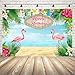 Mocsicka Flamingo Birthday Backdrop 7x5ft Vinyl Hawaiian Birthday Party Decorations Tropical Beach Aloha Party Dessert Table Photo Booth Background