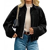 kipfall Womens Faux Suede Jackets Fall Fashion Outfits Coat Winter Clothes Open Front Cropped Jacket