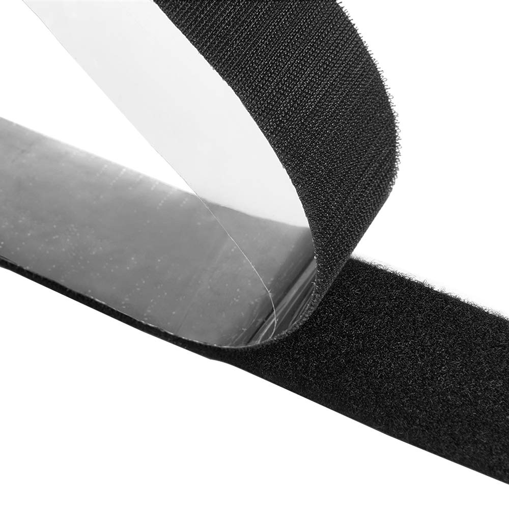 2 Inch Adhesive Black Hook and Loop Tape - 5 Yards, Heavy Duty Strips/Industrial Strength Sticky Fastener