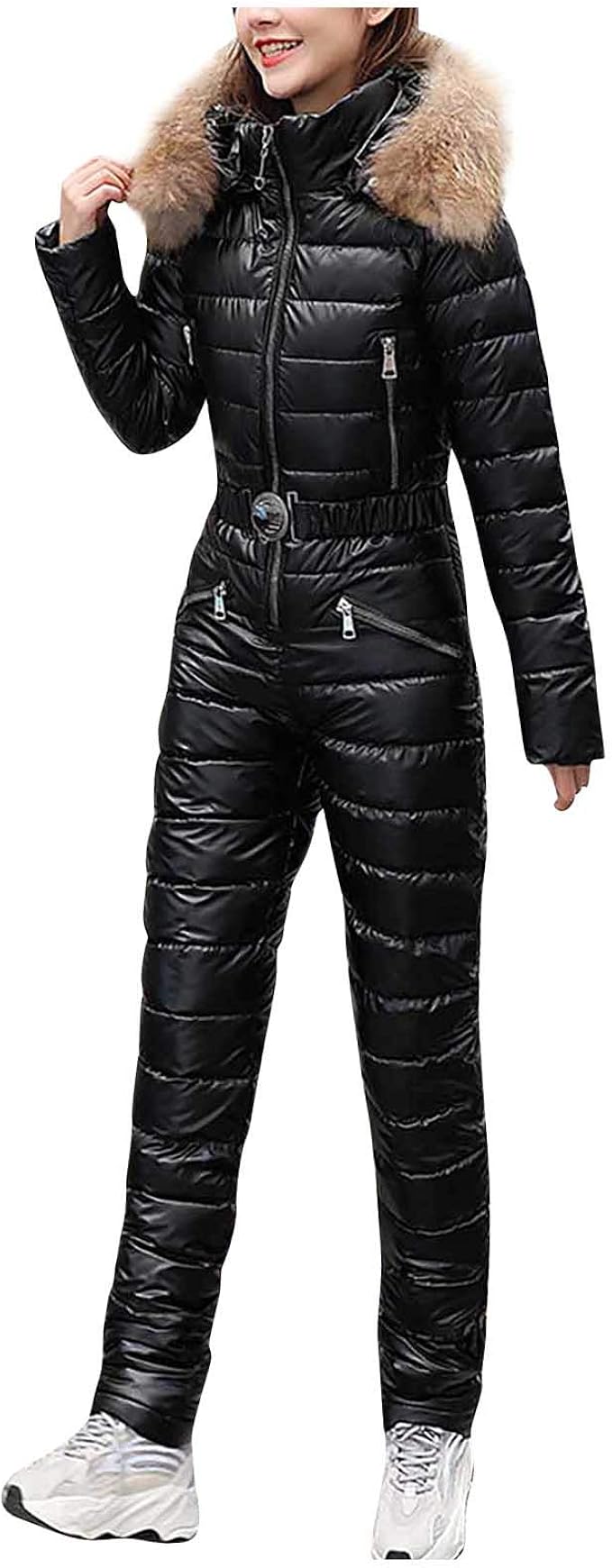 Women Ski Suit One Pieces Jumpsuit Zipper Outdoor Waterproof Warm