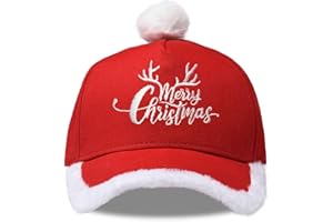 Giavuwn Christmas Santa Baseball Hat Santa Claus Costume hat with Fuzzy Fur Pom