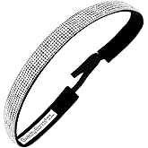 Sweaty Bands Womens Girls Headband - Non-Slip, Velvet-Lined Sparkle Hairband - Bling It Girl's Best Friend Silver 5/8-Inch