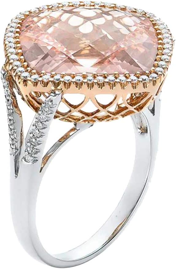 Goddesslili Pink Diamond Rings for Women Girlfriend Girls Champagne Hollow Luxurious Elegant Large Vintage Wedding Engagement Anniversary Simple Jewelry Gift Under 5 Dollars