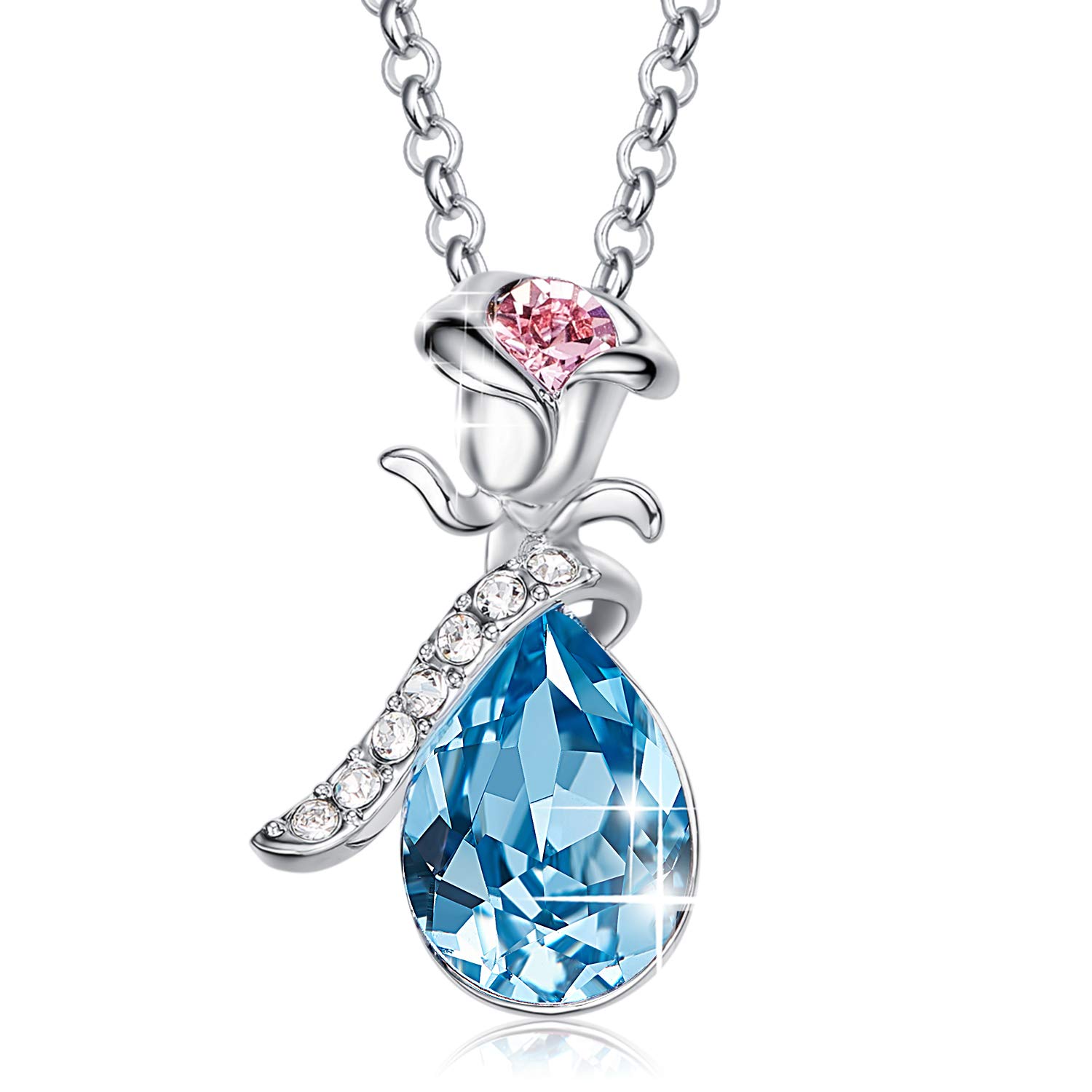 CDE Necklace Swarovski Crystal Pendant Necklaces Blue Jewelry Women
