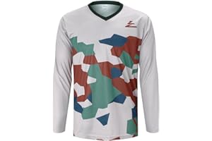 ZesiikLvie Mountain Bike Jersey Mens Long Sleeve Motocross Jersey Cycling Jersey Breathable Quick Dry Downhill BMX Off-Road