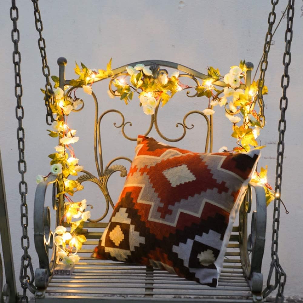 20 LED Rose Flower Leaf Garland String Lights Battery Operated Romantic Fairy Lights for Valentine's Day, Wedding - Image 4