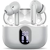 Btootos Wireless Earbuds Bluetooth 5.3 Headphones Bass Stereo Ear Buds with Noise Cancelling Mic LED Display in Ear Earphones IP7 Waterproof 36H Playtime for Laptop Pad Phones Sports Graphite Gray
