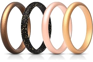 ThunderFit Women’s Silicone Thin and Stackable Anniversary Ring Enhancers, Silicone Wedding Bands, 2.5mm Wide 2mm Thick, Vari