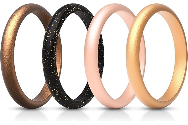 ThunderFit Women’s Silicone Thin and Stackable Anniversary Ring Enhancers, Silicone Wedding Bands, 2.5mm Wide 2mm Thick, Vari