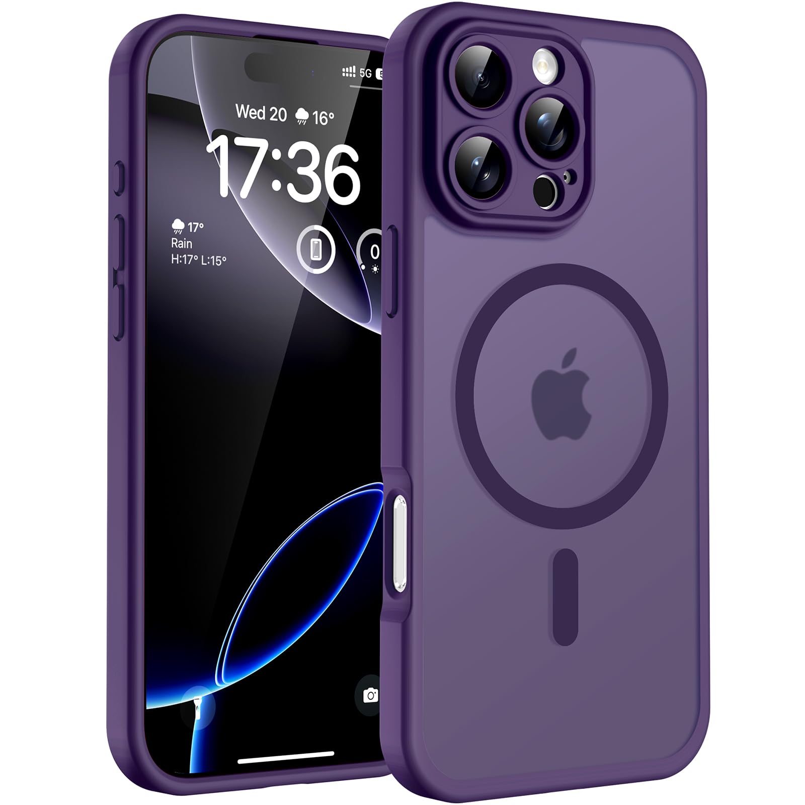 Photo 1 of TOCOL Magnetic for iPhone 16 Pro Case, Upgraded Full Camera Protection, Compatible with Magsafe, Drop Protection, Translucent Matte Back Bumper for iPhone 16 Pro 6.3-Inch (Purple)