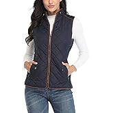 MISS MOLY Women Lightweight Quilted Padded Vest Stand Collar Zip Up Front Gilet Quilted