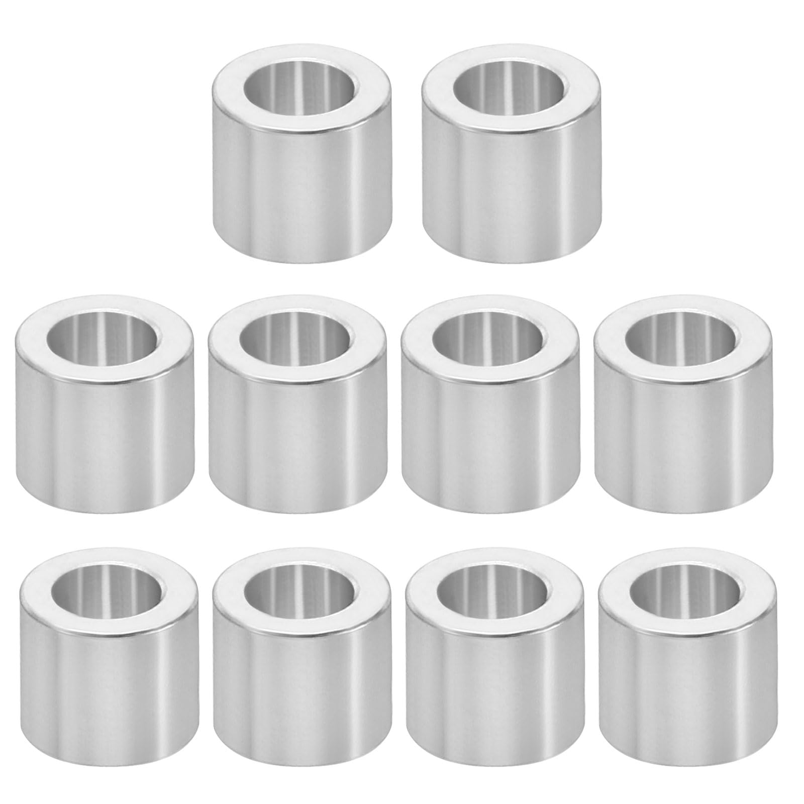 PATIKIL M4 Aluminum Spacers, 10 Pcs Metal Spacer Aluminum 4.1mm ID x 7mm OD x 6mm L Aluminum Spacer Screw Standoff Round for 5/32inch or M4 Screw Bolts