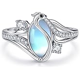 AXOMY Phoenix Ring 925 Sterling Silver Moonstone Ring Phoenix Animal Jewelry Gifts for Women Mom Grandma