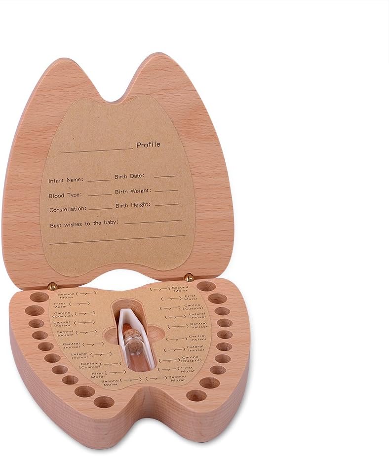 ARTINOVA Baby Teeth Keepsake Wooden Box Tooth Shaped Box(Boys/Girls)Lovely Birth Gifts for Mother Baby Kids Under 6,ARTA-0060