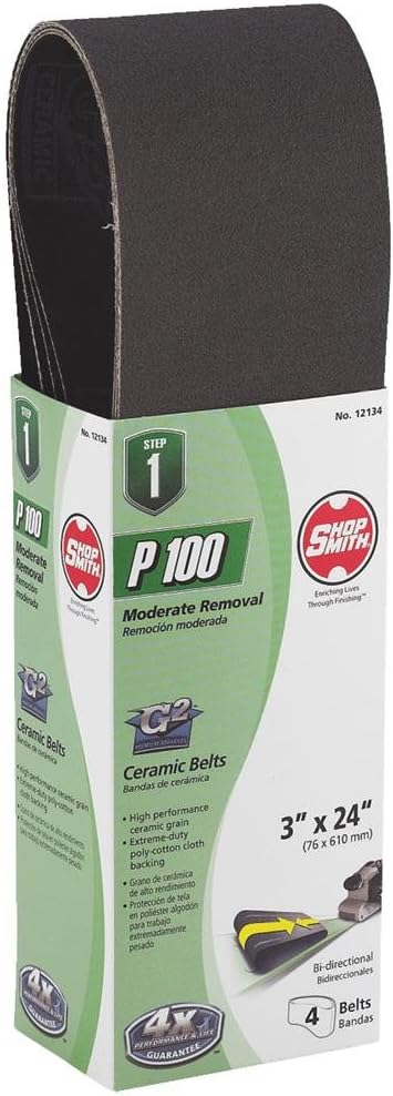 Shopsmith 24 in. L x 3 in. W Ceramic Sanding Belt 100 Grit Medium 4 pc.