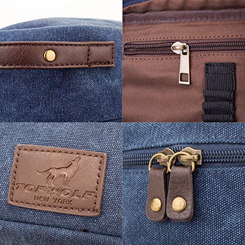 Toiletry Bag for Men Canvas Artificial Leather Trimming Make Up Bag