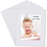 Egofine 11x14 White Picture Mats Pack of 6, Frame Mattes for 8x10 Pictures, Acid Free, 1.2mm Thickness, with Core Bevel Cut