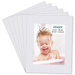 Egofine 11x14 White Picture Mats Pack of 6, Frame