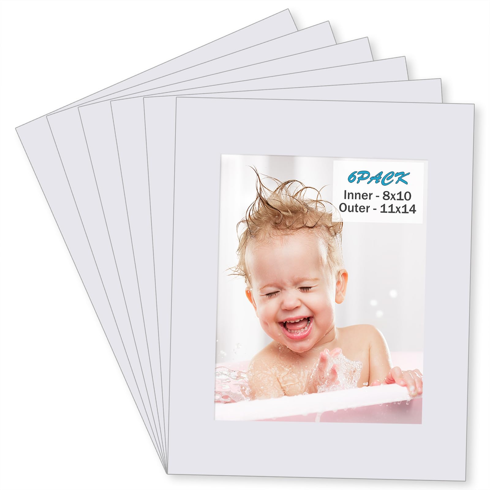 Egofine 11x14 White Picture Mats Pack of 6, Frame