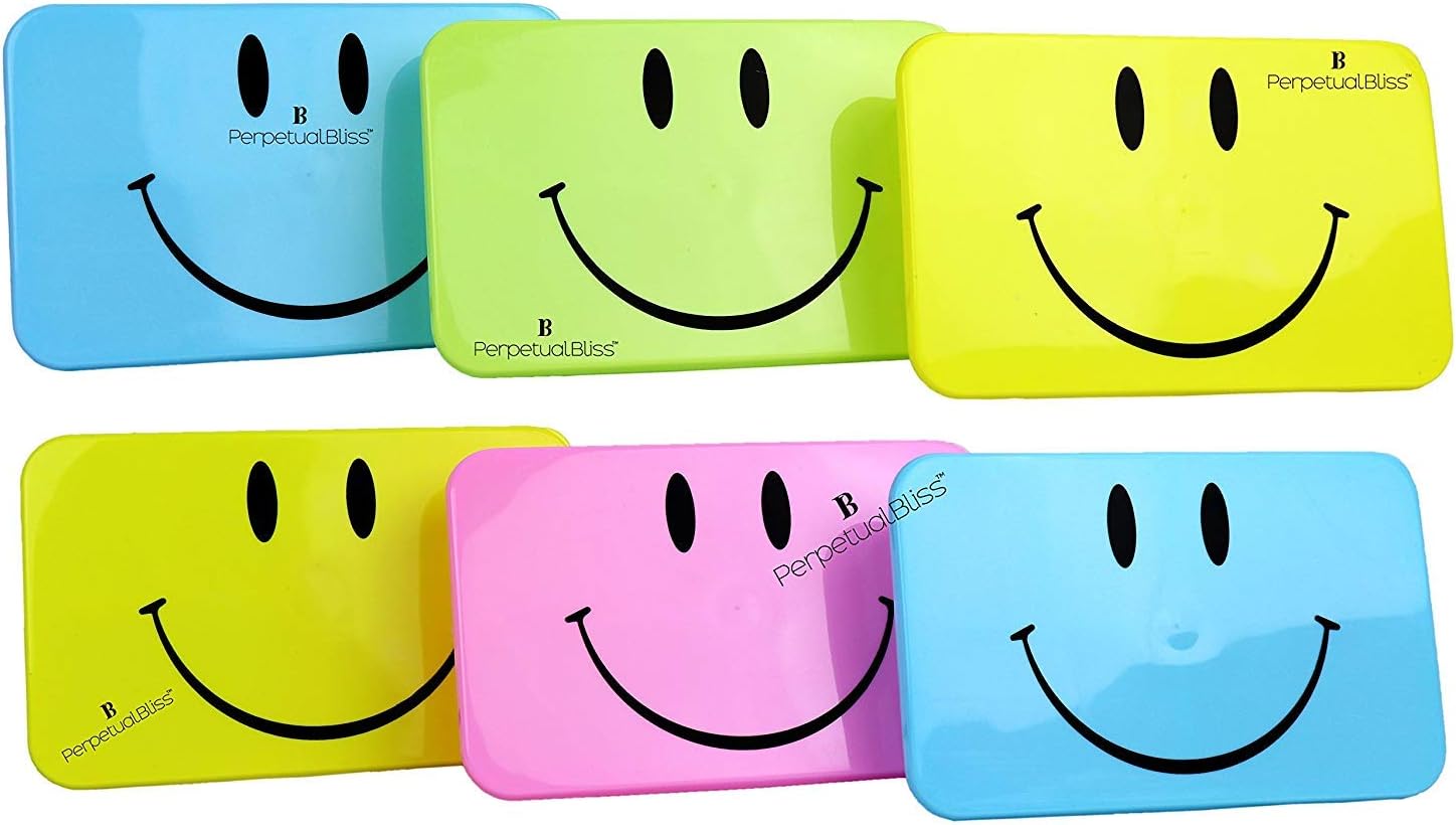 Perpetual Bliss (Pack of 6) Fancy Smiley Lunch Box for Kids with Spoon/Fork/4 Compartment/Return Gifts for Kids Birthday Party