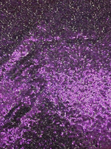 Purple Mini Disc All Over Sequin Nylon Mesh Gown Decor Fabric - BTY - 54"/55"